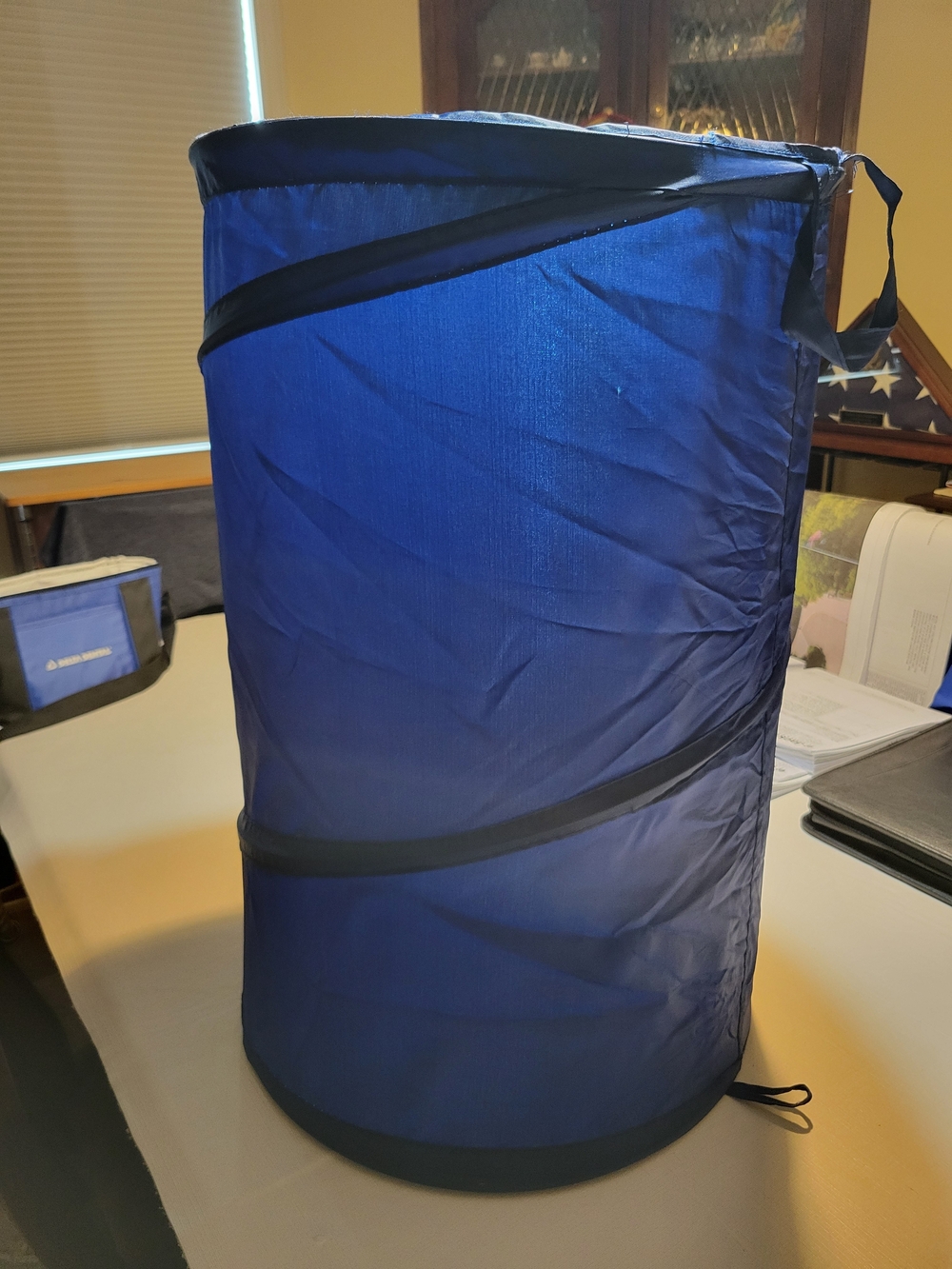 Blue Pop-Up Mesh Laundry Hamper